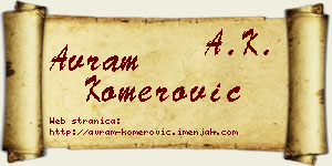 Avram Komerović vizit kartica